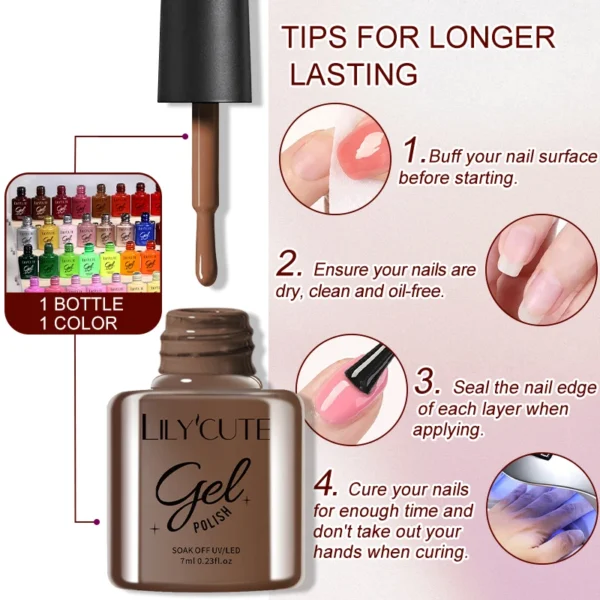Nail Art Kits: 6Pcs Autumn Gel Polish Set with UV LED - Image 6