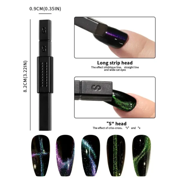 Nail Art Kits: 3D Magnetic Cat Eye Gel Wand Set & Tools - Image 6