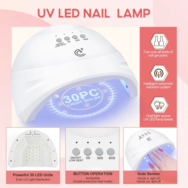 Nail Art Kits: Poly Gel, Lamp, Drill, Top Coat, Stickers, Tools - Image 7
