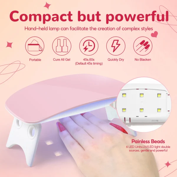 Nail Art Kits: 6pcs Gel Polish Set with 6W LED Lamp - Image 4
