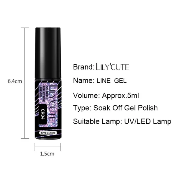 Lilycute 6Pcs Reflective Glitter Liner Gel Set Colorful Sparkling UV Polish - Image 6