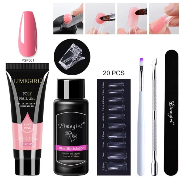 15ml Poly Nail Gel Set for Nail Extension and DIY Nail Art Kits