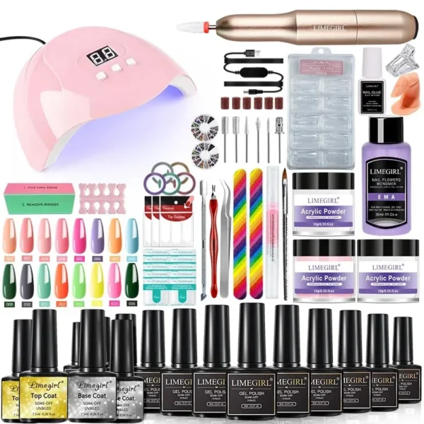 Nail Art Kits: Acrylic Gel Polish Set with UV Lamp Dryer