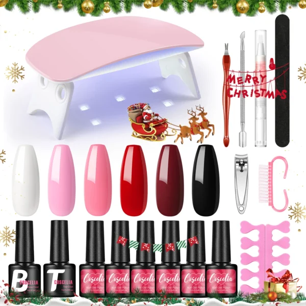 Nail Art Kits: 6pcs Gel Polish Set with 6W LED Lamp