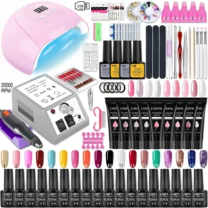 Nail Art Kits: Gel, LED Dryer, Drill, Poly Extensions, Varnish Tools