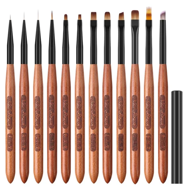 12-Style Nail Art Kits Set with Acrylic, UV Gel Brushes & Pens