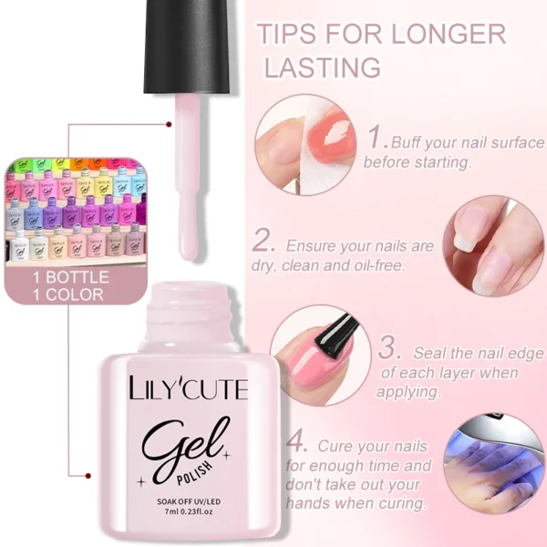 Nail Art Kits: 6PC Gel Polish Set with Glitter & Sequin - Image 6