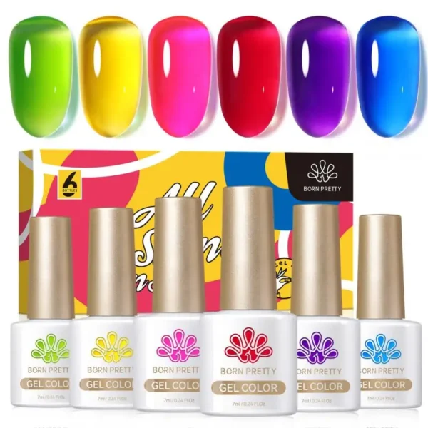 Nail Art Kits: 6Pcs Soda Ice Gel Polish Set, Full Coverage