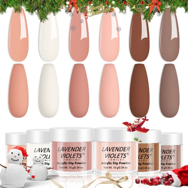 6Pcs Skin Tone Nude Dip Powder Set Air Dry Manicure Kit No Curing Needed