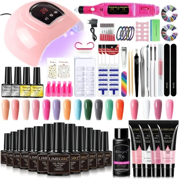 54W Nail Lamp, Nail Drill, UV Gel, and Nail Art Kits