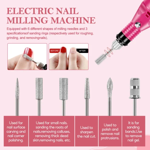 15PCS Nail Art Kits with Poly Gel, Nail Drill, Top Coat Tools - Image 4