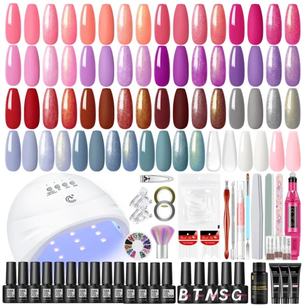 15PCS Nail Art Kits with Poly Gel, Nail Drill, Top Coat Tools