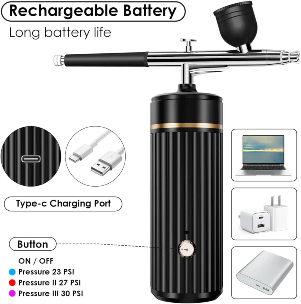 30Psi Cordless Airbrush Kit for Nail Art Kits, Makeup, and More - Image 3