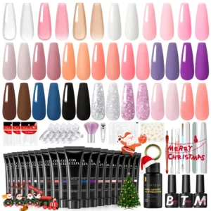 20 Pcs Nail Art Kits: Poly Gel Polish, Manicure Tools Set