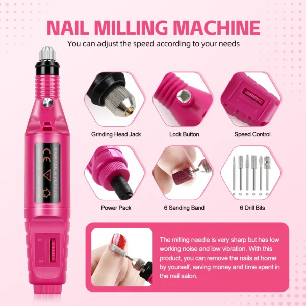 Nail art kits with 6W lamp, acrylic powder, liquid, and drill machine - Image 10