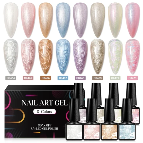 Nail Art Kits: 8PCS Autumn Glitter Gel Polish Set with UV Varnish