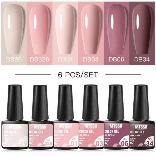 6/8Pcs Pink Gel Nail Art Kits for UV LED Manicure and Design