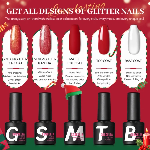 Nail art kits: 20PCS gel polish, poly extension, lamp, gift box - Image 3