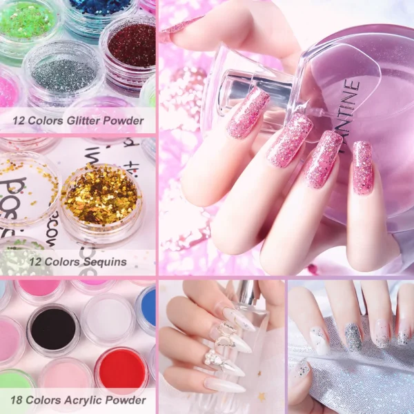 Nail Art Kits: Professional Acrylic Powder, Glitter, Liquid, and Tools Set - Image 4