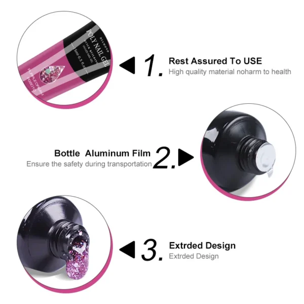 15ml Poly Nail Gel Set for Nail Extension and DIY Nail Art Kits - Image 2