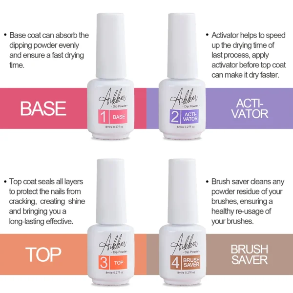 Nail Art Kits: 27pcs Dip Powder Set with Bright Colors & Liquids - Image 4