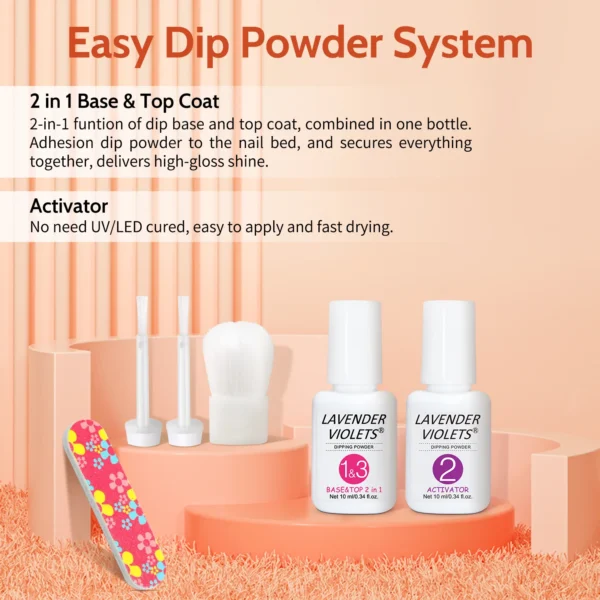 12Pcs Dip Powder Nail Kit Yellow Orange Colors With Essentials - Image 4