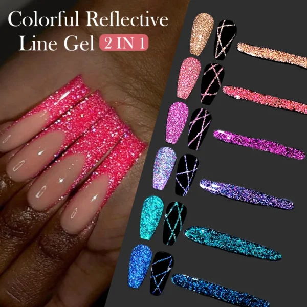 Lilycute 6Pcs Reflective Glitter Liner Gel Set Colorful Sparkling UV Polish - Image 4