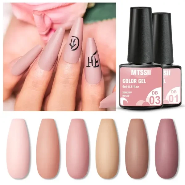 10PCS Nude Pink Gel Nail Art Kits Semi Permanent UV LED Soak Off - Image 2