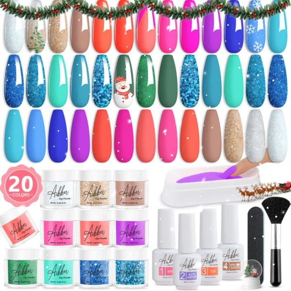 Nail Art Kits: 27pcs Dip Powder Set with Bright Colors & Liquids