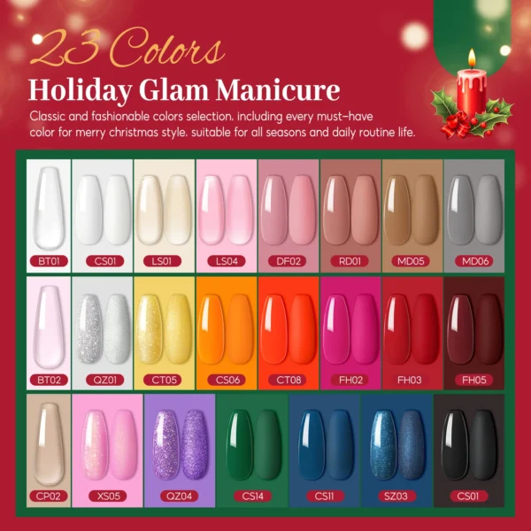 Nail art kits: 20PCS gel polish, poly extension, lamp, gift box - Image 2