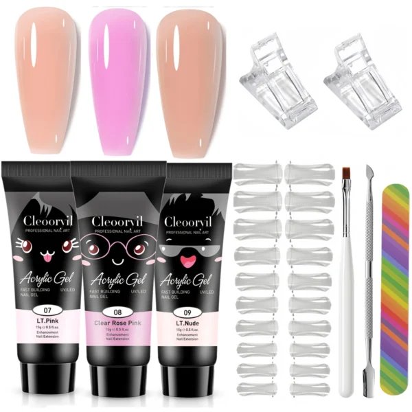 9in1 Poly Gel Nail Art Kits with Tools, Starter Kit, Soak Off - Image 3