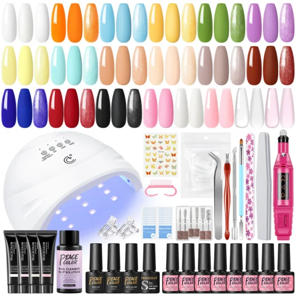 Nail Art Kits: Manicure Set with Lamp, Drill, Gel Polish, Extension Gel