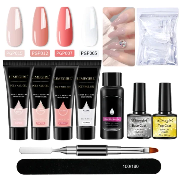 Nail Art Kits: Poly Gel, Acrylic Varnish, Soaking Gel for Novices