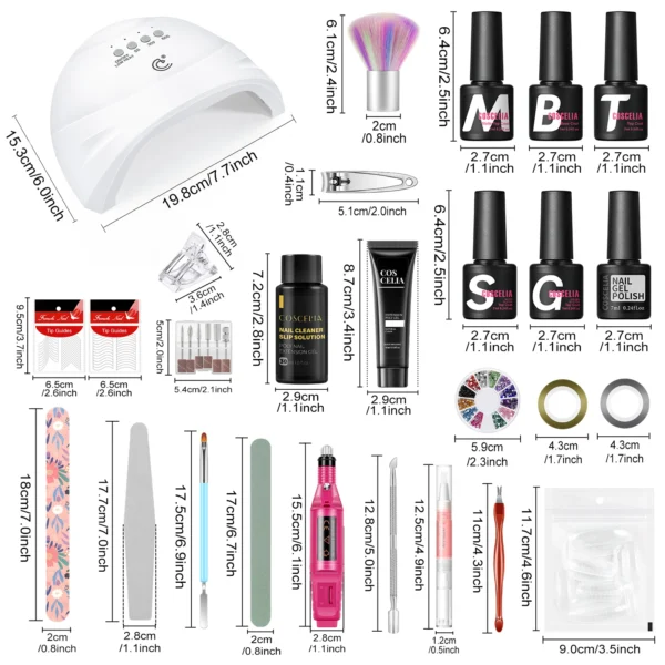 15PCS Nail Art Kits with Poly Gel, Nail Drill, Top Coat Tools - Image 6
