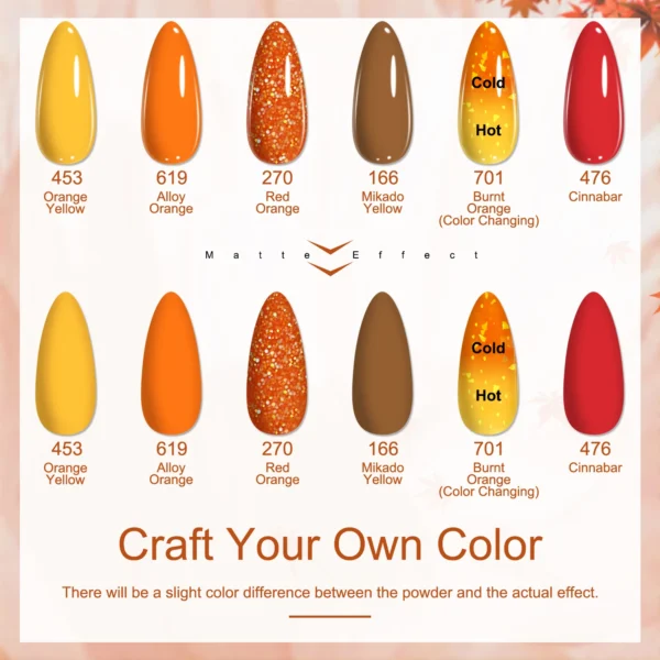 12Pcs Dip Powder Nail Kit Yellow Orange Colors With Essentials - Image 2