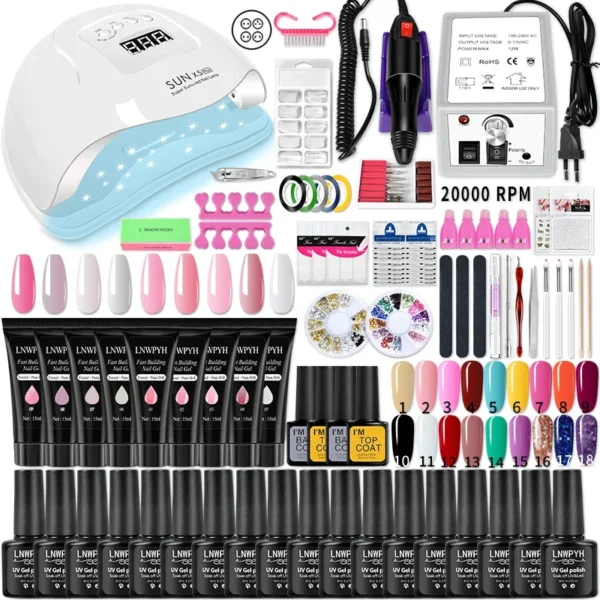 Nail Art Kits with UV LED Lamp, Gel Polish, and Manicure Tools