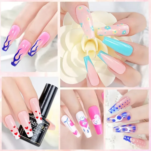 6Pcs Gel Nail Polish Set Glitter Vernis Semi Permanent Nail Art Kits - Image 6