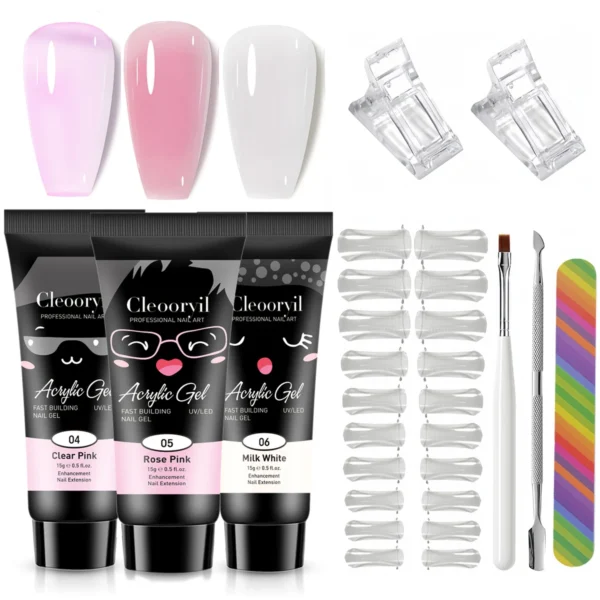 9in1 Poly Gel Nail Art Kits with Tools, Starter Kit, Soak Off - Image 2