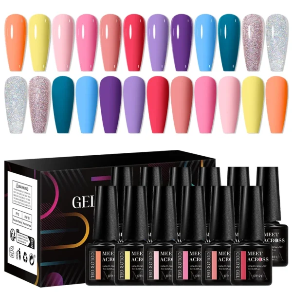 12Pcs 7ml Macaron Nail Art Kits UV Gel Soak Off Manicure Set - Image 3