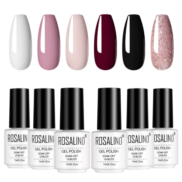 6Pcs Pink Series Nail Gel Polish Set for Salon Use with LED/UV Lamp