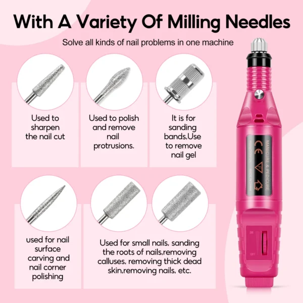 4PCS Acrylic Powder, 60ML Liquid, 6W Lamp, Nail Drill, Top Coat Nail Art Kits - Image 9