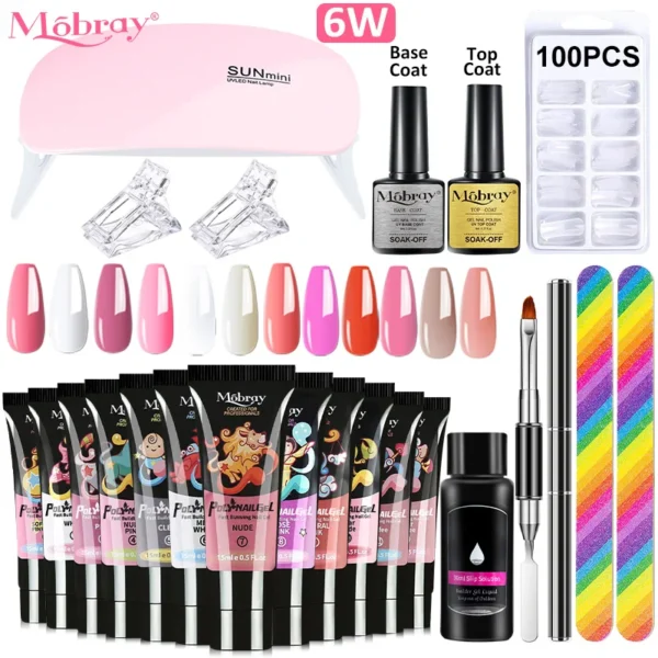 Professional nail art kits with UV LED lamp and gel varnish