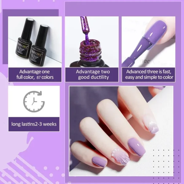 6Pcs Gel Nail Polish Set Glitter Vernis Semi Permanent Nail Art Kits - Image 3