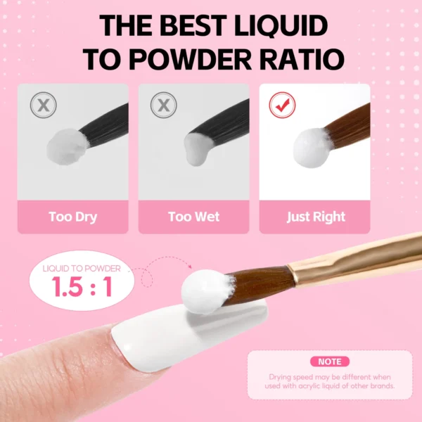 4PCS Acrylic Powder, 60ML Liquid, 6W Lamp, Nail Drill, Top Coat Nail Art Kits - Image 3